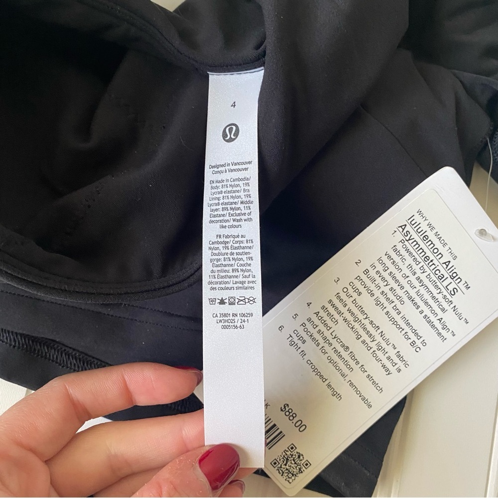 lululemon | Women's Align Asymmetric Long Sleeve Shirt Size 4 NWT Color: Black - Picture 5 of 6